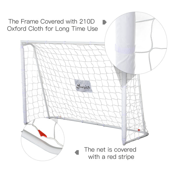 Soccer goal (m) with metal frame, PE net, white