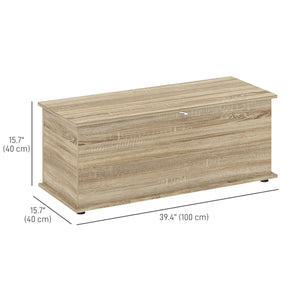Storage chest with 2 safety hinges and hinged lid, oak