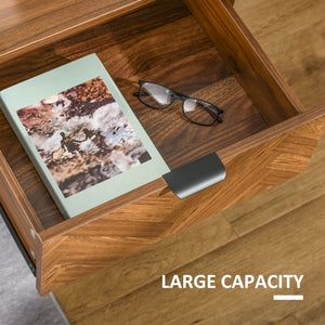 Bedside table with 2 drawers, walnut color