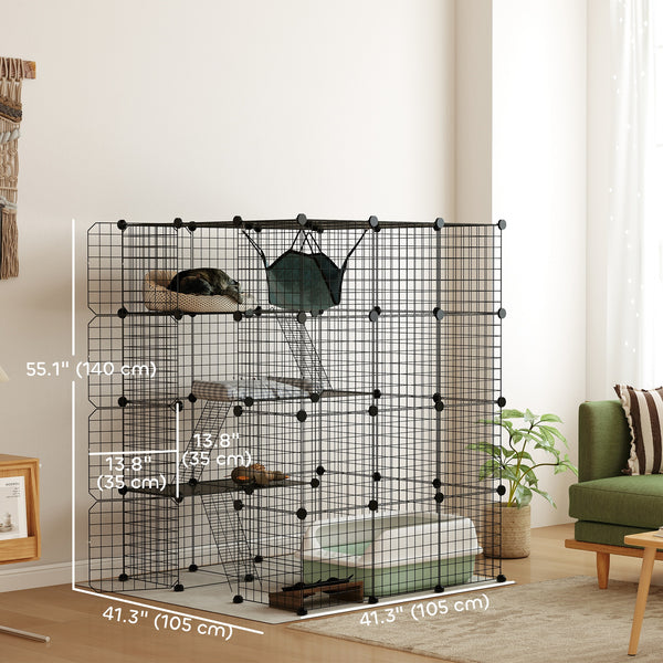 4-level cat cage for 1 to 3 cats with hammock
