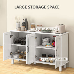 Kitchen dresser with 4 sliding barn doors and 2 adjustable shelves, white