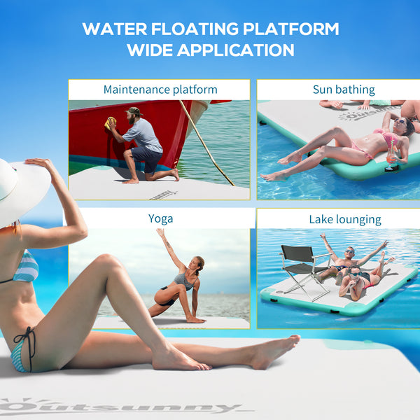 Floating dock with air pump and backpack