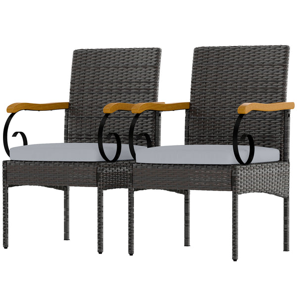 Set of 2 rattan garden chairs, light grey