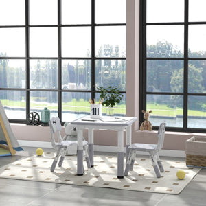 3-Piece Height Adjustable Table and Chair Set with Storage, Grey