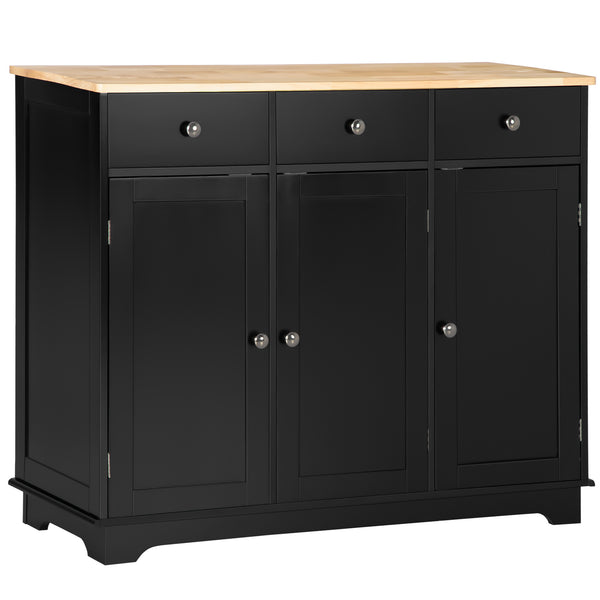 Modern buffet with cupboards, drawers and adjustable shelves for living room, black