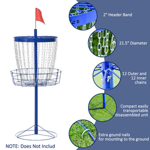 Portable training basket for disc golf, dark blue