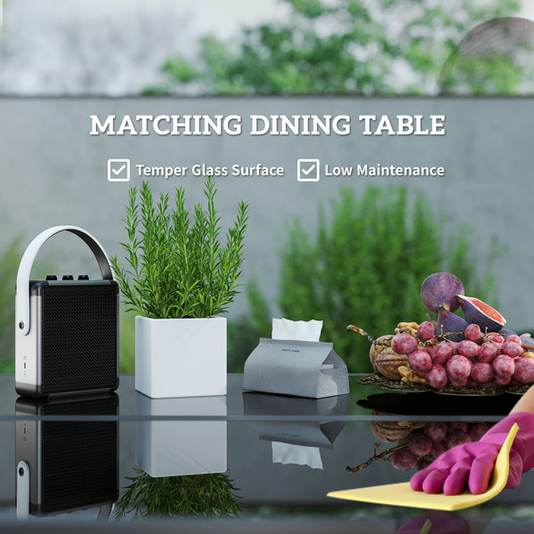 9-Piece Wicker Patio Dining Set with 4 Armchairs, 4 Stools, Tempered Glass Top, Removable Cushions, Light Gray