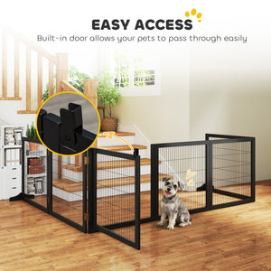 Freestanding Wooden Pet Gate, Black