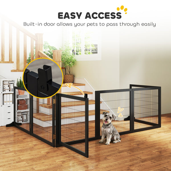 Freestanding Wooden Pet Gate, Black