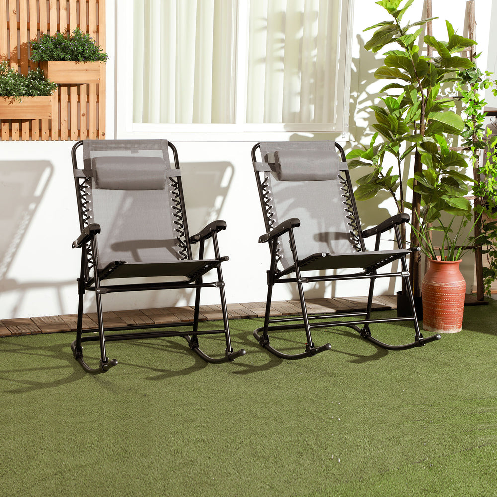 Set of 2 folding rocking chairs, grey