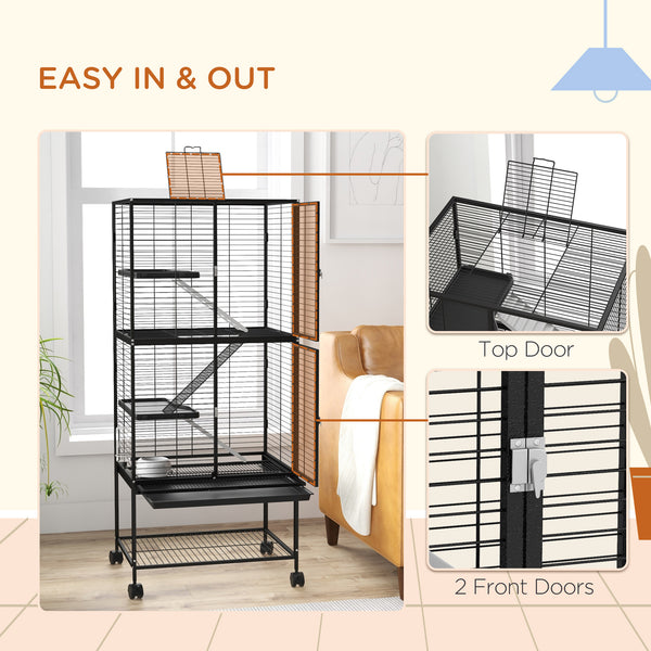 Small animal rolling cage, black