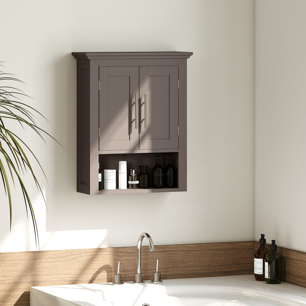 Bathroom wall cabinet with shelf, brown