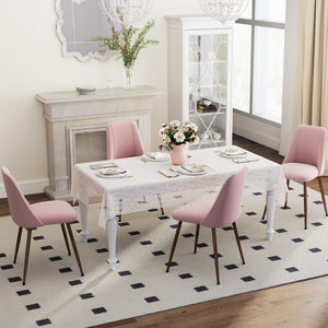 Set of 4 velvet upholstered dining chairs, pink