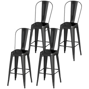 Set of 4 industrial-style metal bar stools, black