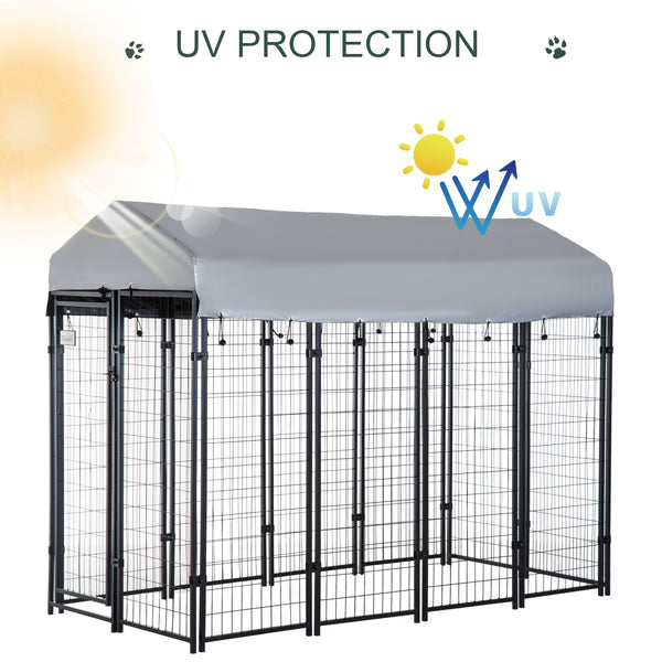 Dog kennel with waterproof and UV-resistant cover