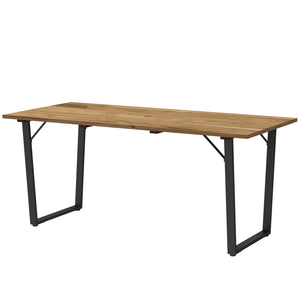 Wooden outdoor dining table with parasol hole