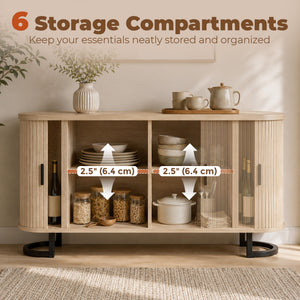 55" fluted sliding door sideboard, natural