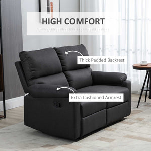 2-seater recliner with footrest, dark gray