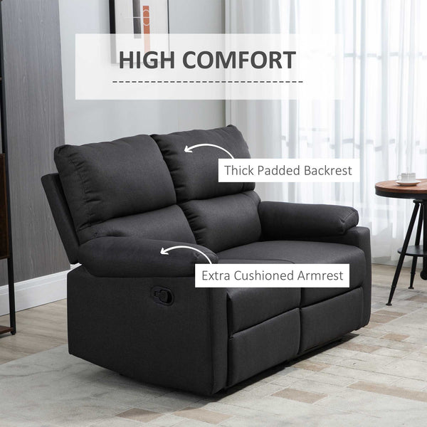 2-seater recliner with footrest, dark gray
