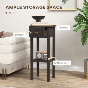 2-Tier Side Table with Drawer and Shelf, Coffee