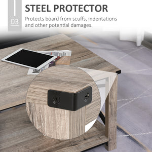 Industrial coffee table with lower storage shelf