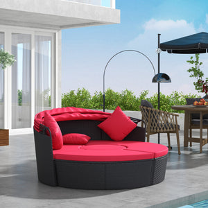 4-piece sofa bed with retractable canopy, red