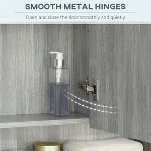 Wall-mounted medicine cabinet with mirror and adjustable shelves, gray