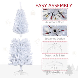 5ft Slim White Artificial Christmas Tree with Automatic Opener