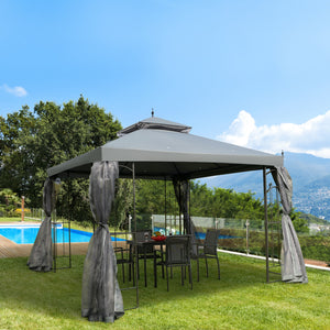 10 x 10 steel gazebo with removable mesh curtains, grey