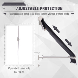 Retractable awning, 3.9 x 2.3 feet, dark gray 