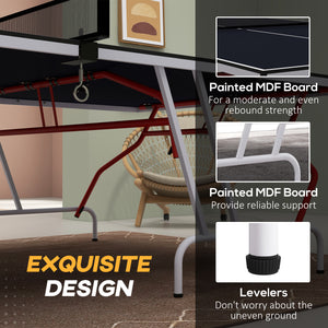 9' x 5' Folding Ping Pong Table with Paddles and Balls, Dark Grey