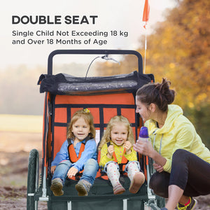 2-in-1 bike trailer with 5-point harness, orange