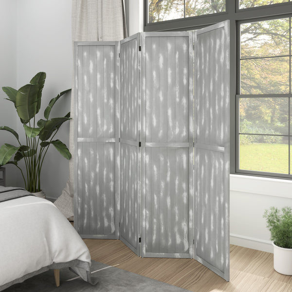 Folding room divider screen, gray