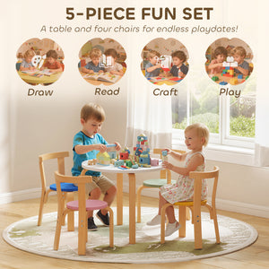 Wooden table and chairs set, multi-colored
