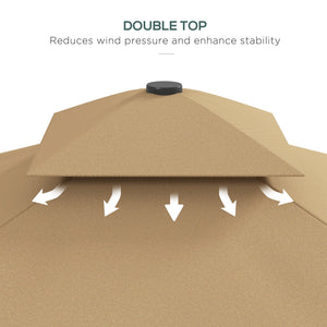 Square cantilever parasol with double roof and LED solar lighting