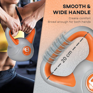 18 lb kettlebell with wide handle and stable base – Orange and gray