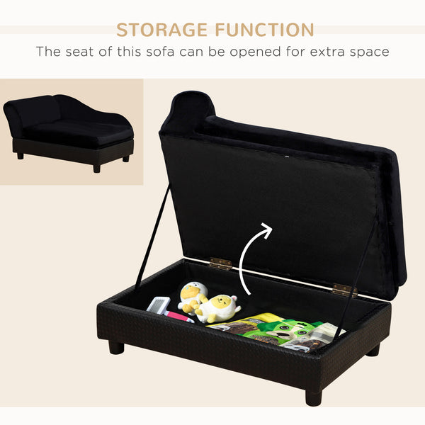Sofa bed with integrated storage, black