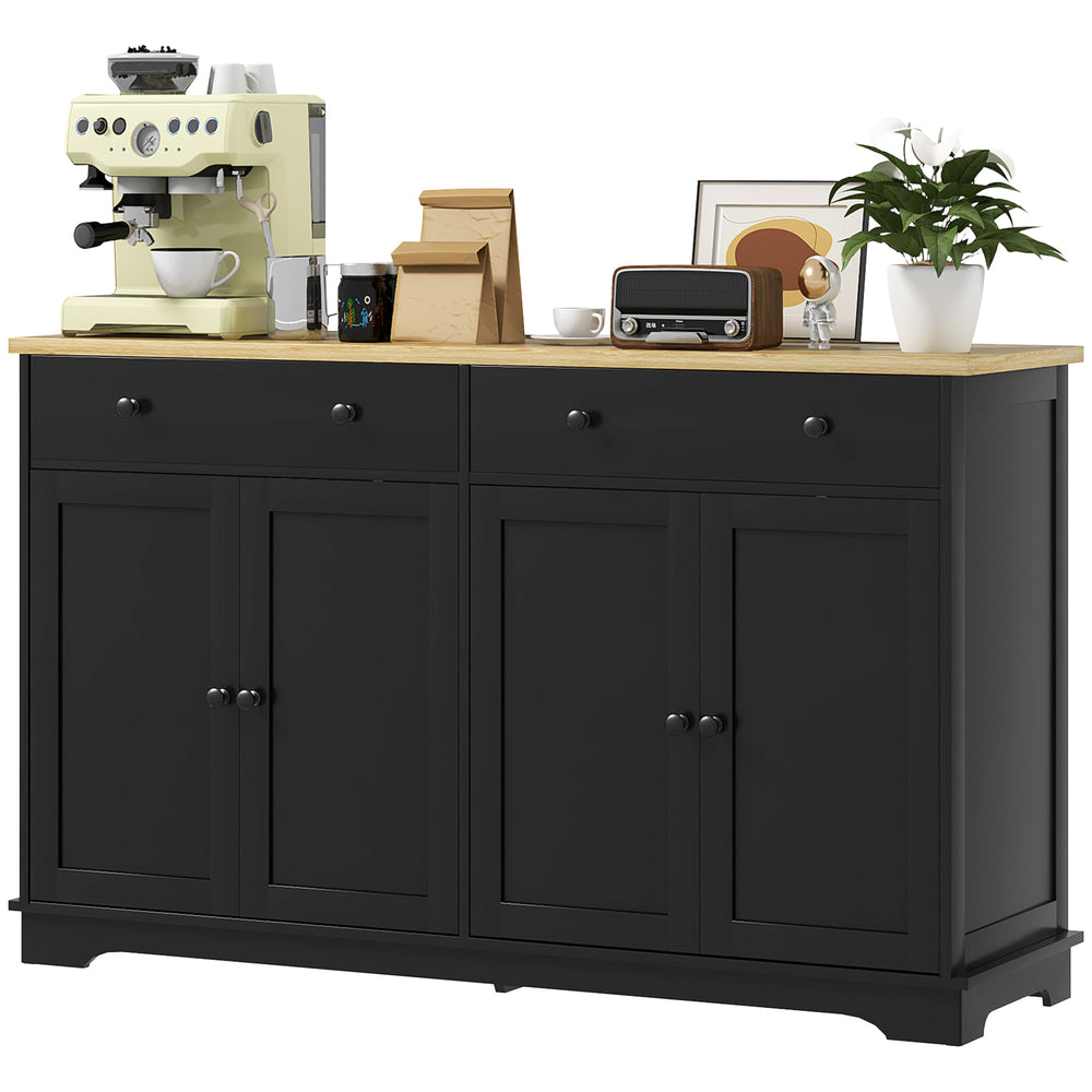 Modern buffet with storage drawers and adjustable shelves, black