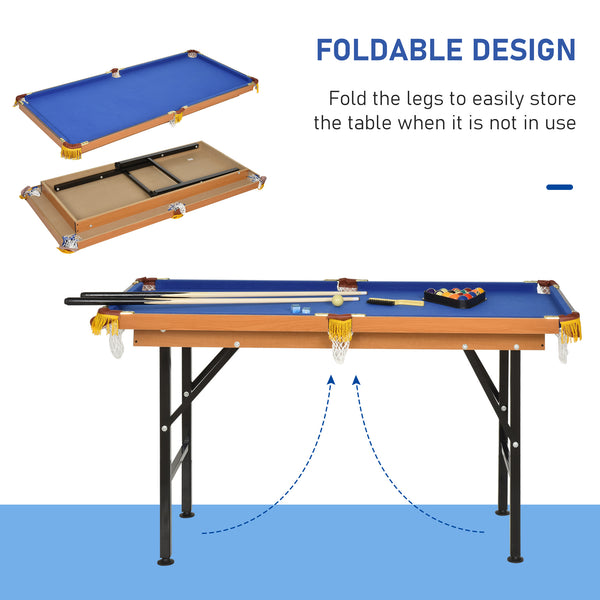 Mini Portable Pool Table with Cues, Ball, Chalk and Rack, Blue