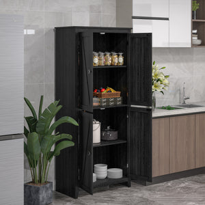 Storage unit with doors and shelves, black
