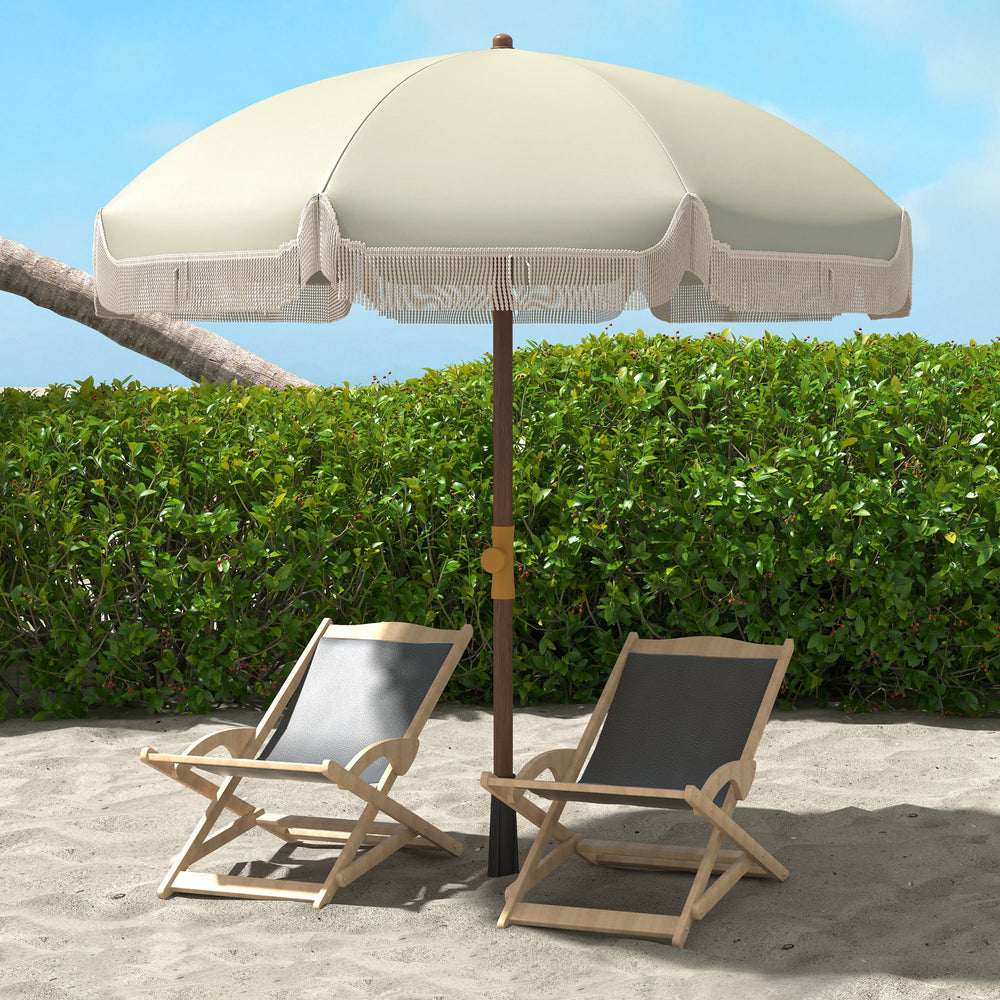 6.2-foot beach umbrella, dark beige