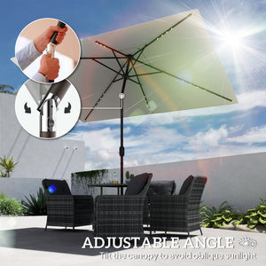 9.7-foot parasol with 22 solar LED lights and tilt function, light gray 