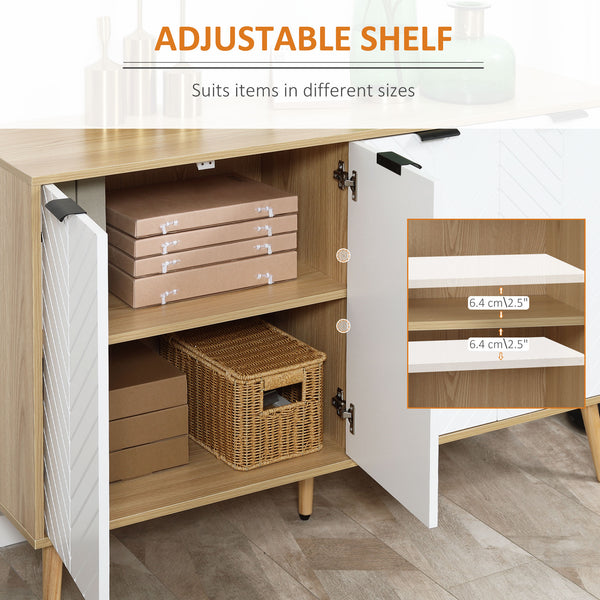 Modern sideboard with adjustable shelves and 4 doors, natural