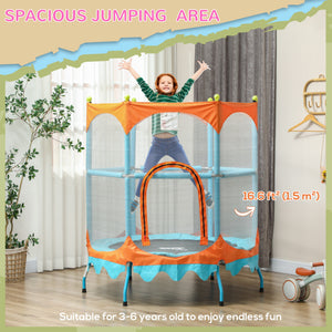 Mini trampoline de 4,6 pieds avec barre de maintien et filet de sécurité, bleu