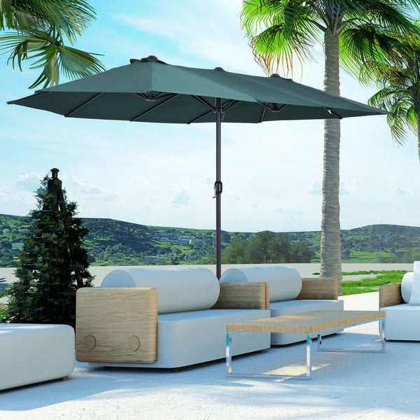 15-foot double-sided parasol, dark green