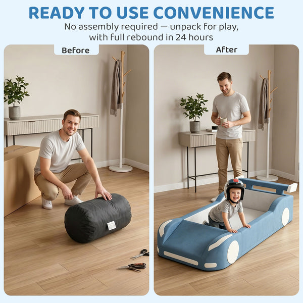 Blue foam car play modules with ball pit