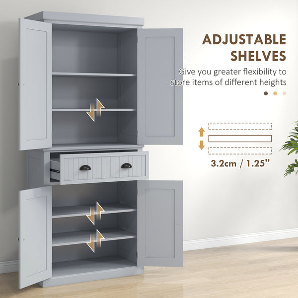 72" Pantry with Drawer, Doors, Gray