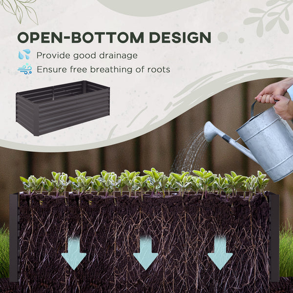 Galvanized raised planter with reinforced stakes, dark grey
