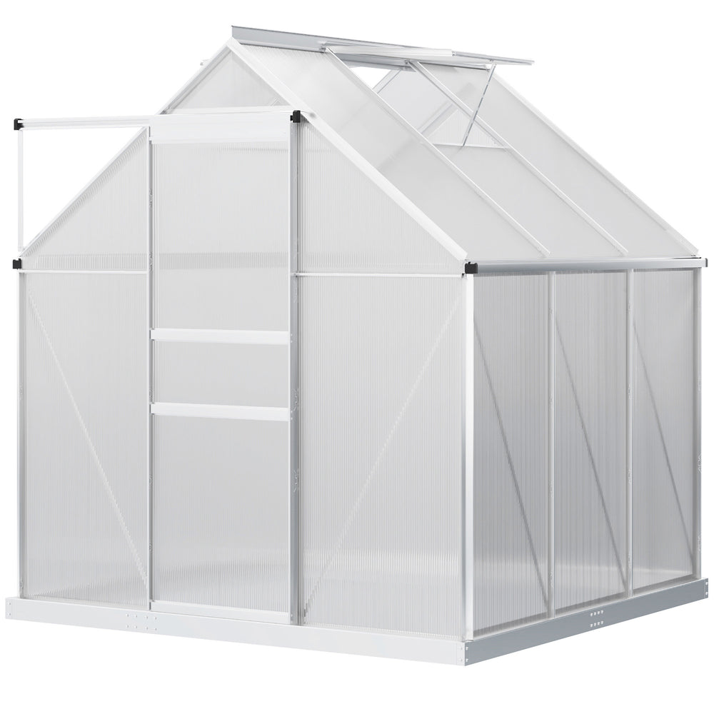 Indoor greenhouse with ventilation, sliding door and gutter