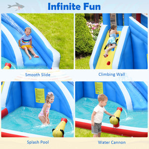 4-in-1 inflatable water park with long slide and 735W blower
